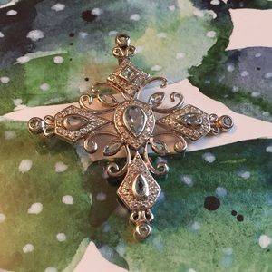 sterling blue and white topaz cross pendant